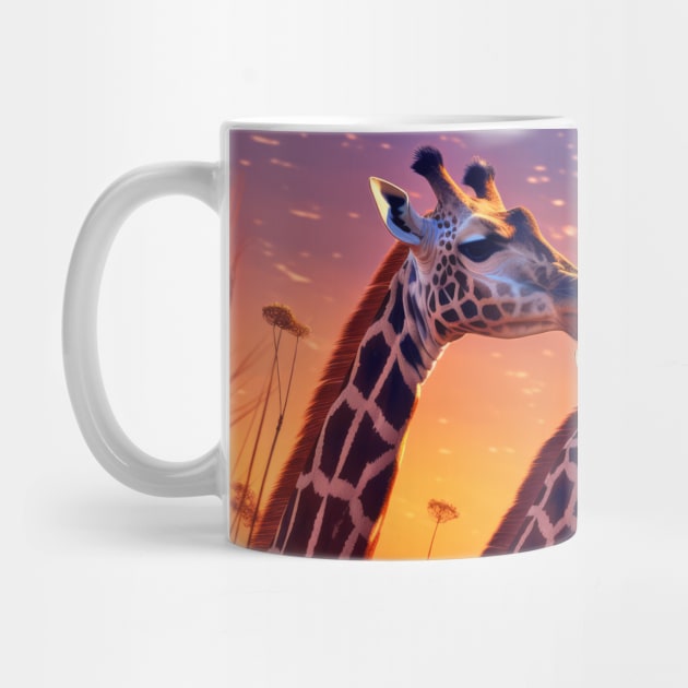 Giraffe Animal Wildlife Wilderness Colorful Realistic Illustration by Cubebox